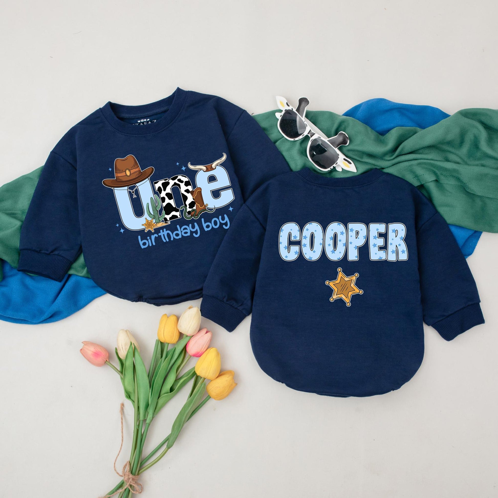 Western Cowboy 1st Birthday Romper for Boys Wild One Rodeo Outfit Personalized Baby Clothes