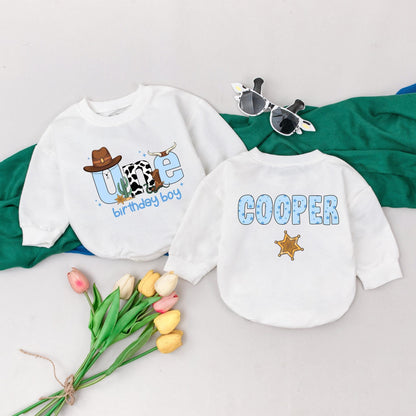 Western Cowboy 1st Birthday Romper for Boys Wild One Rodeo Outfit Personalized Baby Clothes