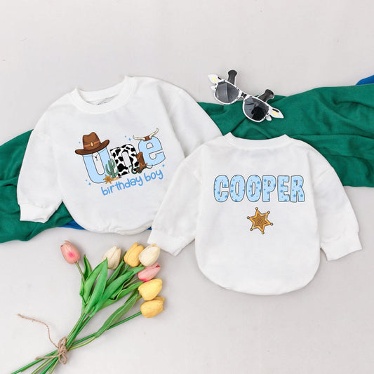 Western Cowboy 1st Birthday Romper for Boys Wild One Rodeo Outfit Personalized Baby Clothes