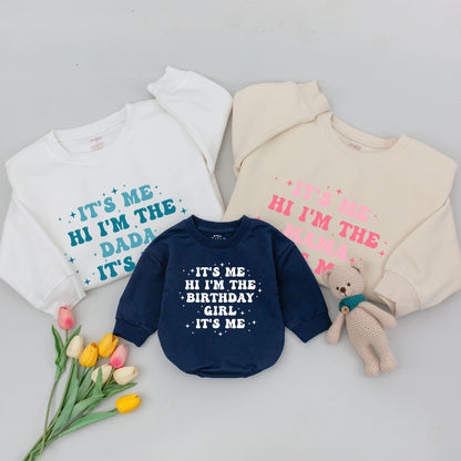 It's Me Hi I'm The Birthday Girl Shirt White Stars Matching Outfit Mommy and Me Birthday Girl Shirt First Birthday Celebration