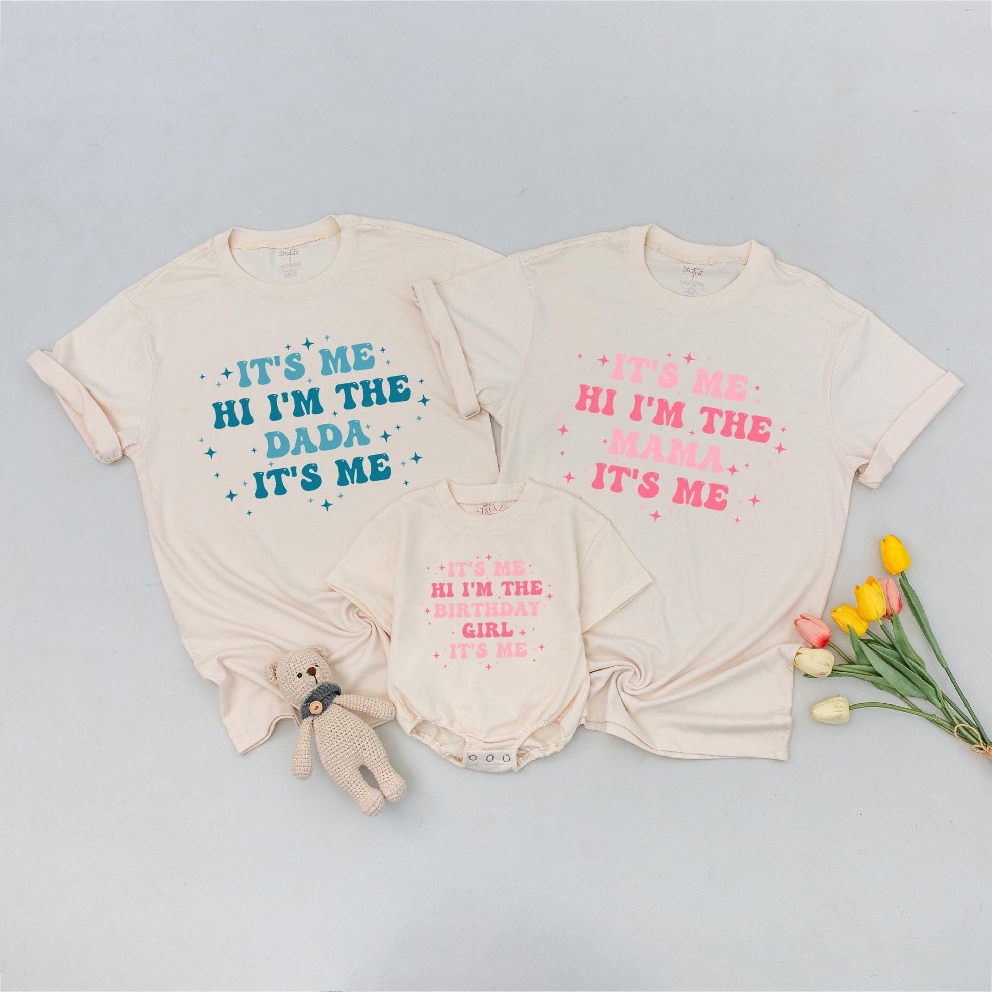 It's Me Hi I'm The Birthday Girl Shirt White Stars Matching Outfit Mommy and Me Birthday Girl Shirt First Birthday Celebration