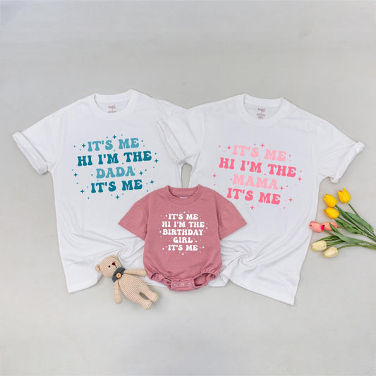 It's Me Hi I'm The Birthday Girl Shirt White Stars Matching Outfit Mommy and Me Birthday Girl Shirt First Birthday Celebration