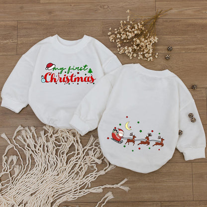 My First Christmas Baby Bodysuit Romper Outfit, Cute Santa & Reindeer Design, Holiday Baby Clothes, Festive Infant Outfit 1st Christmas Party 137
