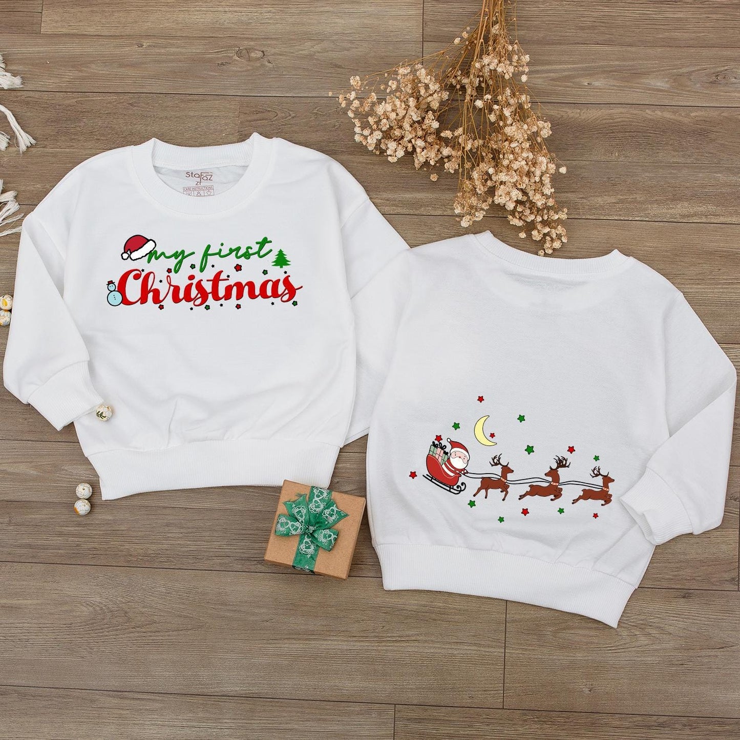 My First Christmas Baby Bodysuit Romper Outfit, Cute Santa & Reindeer Design, Holiday Baby Clothes, Festive Infant Outfit 1st Christmas Party 137