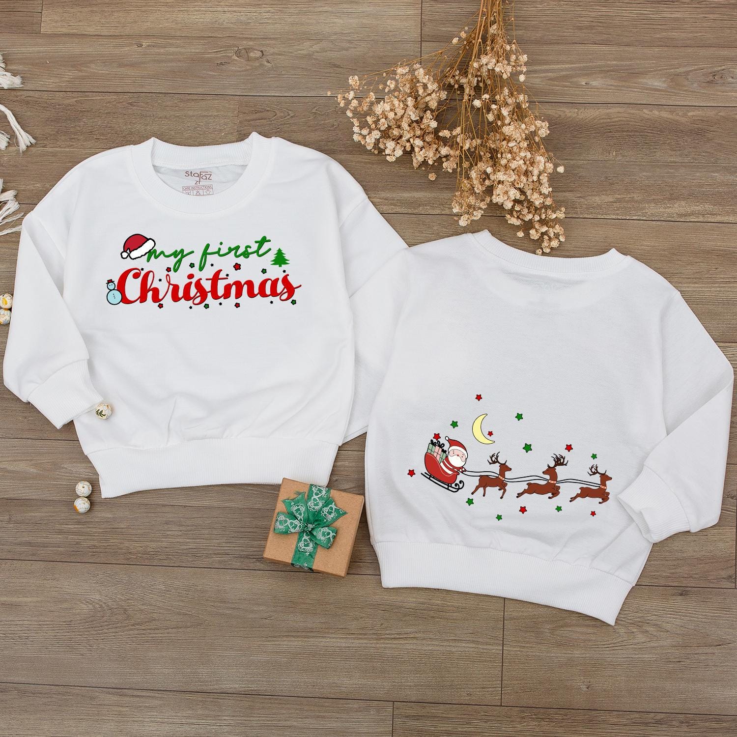 My First Christmas Baby Bodysuit Romper Outfit, Cute Santa & Reindeer Design, Holiday Baby Clothes, Festive Infant Outfit 1st Christmas Party 137