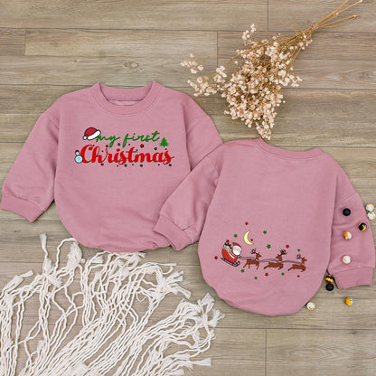 My First Christmas Baby Bodysuit Romper Outfit, Cute Santa & Reindeer Design, Holiday Baby Clothes, Festive Infant Outfit 1st Christmas Party 137