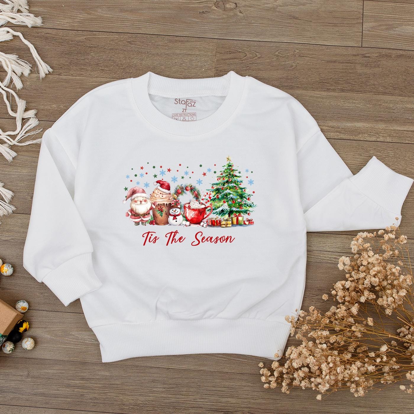 Tis The Season Christmas Romper: Cheerful Holiday Drinks & Characters Baby Sweatshirt Outfit, Cozy Christmas Clothes, Baby's First Christmas Gift 139