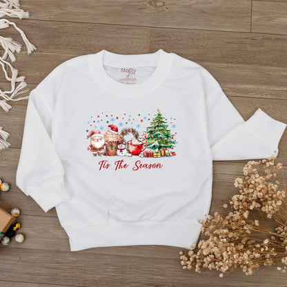 Tis The Season Christmas Romper: Cheerful Holiday Drinks & Characters Baby Sweatshirt Outfit, Cozy Christmas Clothes, Baby's First Christmas Gift 139