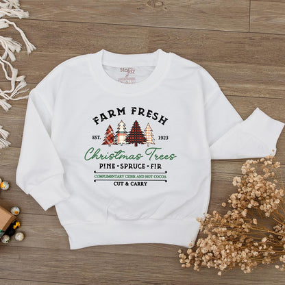 Farm Fresh Christmas Tree Baby Romper Vintage Holiday Outfit Infant Clothes, Pine Spruce Fir Bodysuit Cute Gender Neutral Gift Cider Cocoa 138 chars