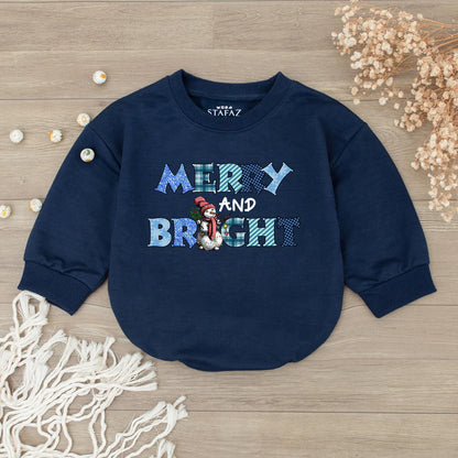 Merry & Bright Christmas Baby Bodysuit Plaid Lettering Snowman Outfit First Christmas Romper Holiday Newborn Clothes Soft Baby Shower Gift 138char