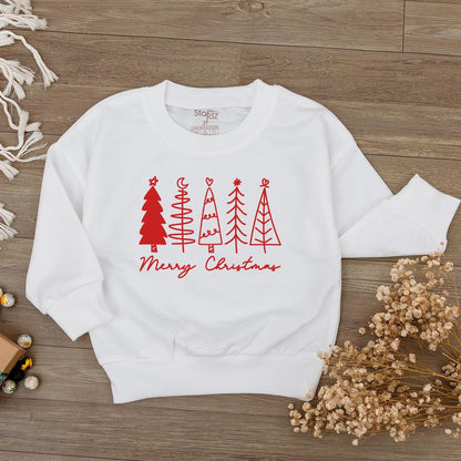 Merry Christmas Baby Bubble Romper Red Burgundy Trees Heart Moon Star Graphic Newborn Christmas Outfit Simple Festive Girl