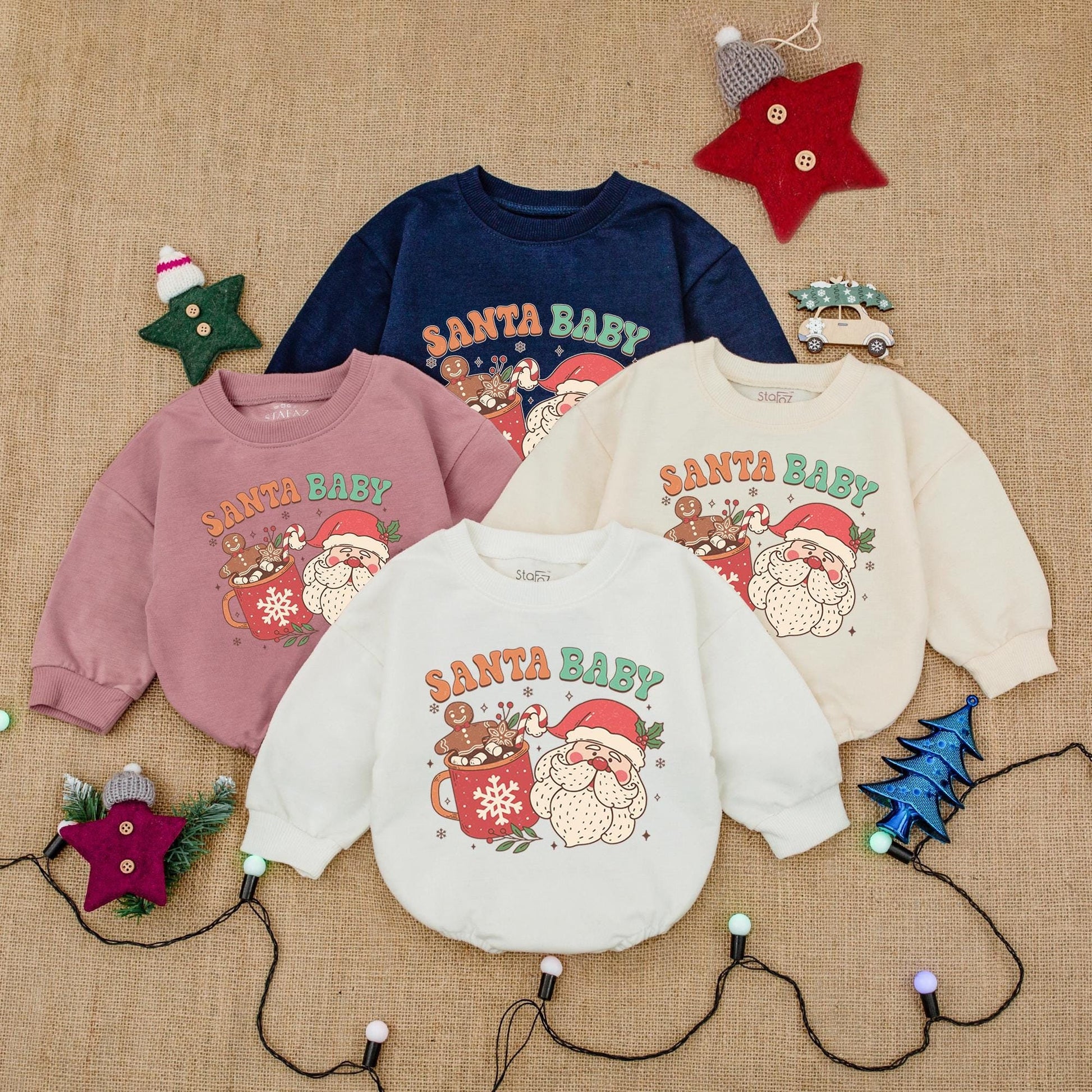 Santa Baby Christmas Romper: Retro Santa & Gingerbread Fun! Festive Holiday Outfit, Cute Infant Bodysuit, Girly Christmas Gift - Red, Green & White (139 chars)