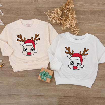 Cute Reindeer Face Baby Romper 1st Christmas Outfit Newborn Girl Xmas Clothes Santa Hat Bodysuit Holiday Shower Gift Long Sleeve Festive Tee Boy 137