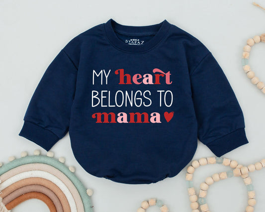 My Heart Belongs To Mama Baby Romper Valentines Outfit Infant Bodysuit Valentines Baby Girl Clothes Kids Valentines Gift