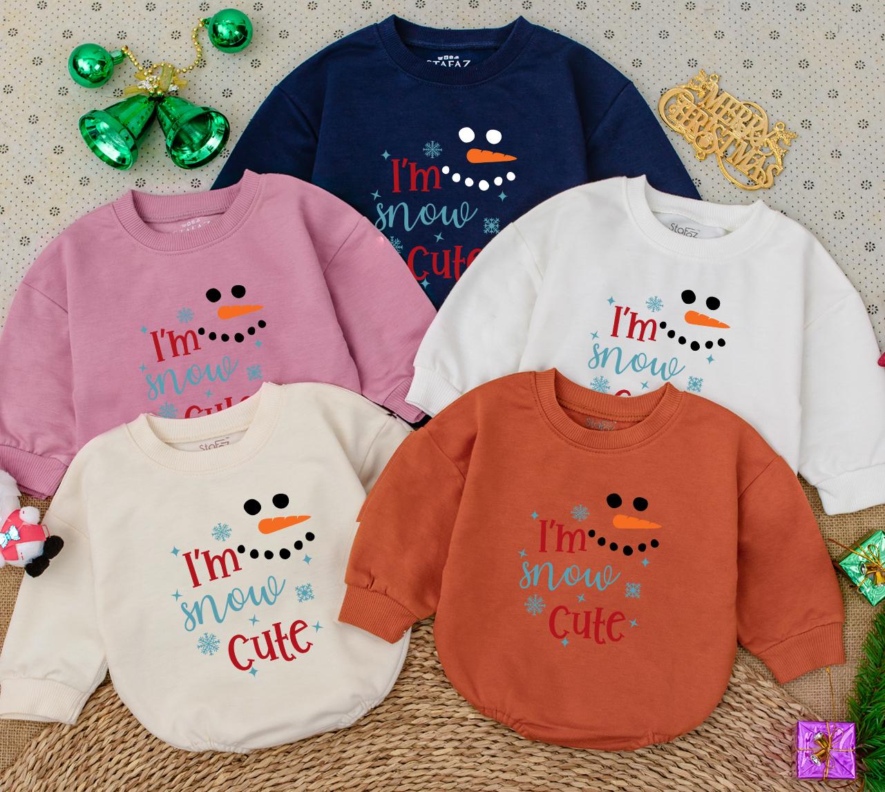 I'm Snow Cute Snowman Christmas Baby Romper Sweatshirt First Christmas Holiday Outfit Adorable Newborn Baby Shower Gift Winter