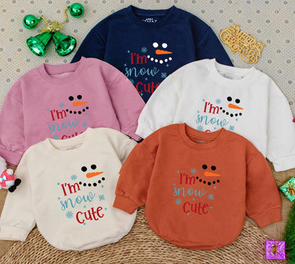 I'm Snow Cute Snowman Christmas Baby Romper Sweatshirt First Christmas Holiday Outfit Adorable Newborn Baby Shower Gift Winter