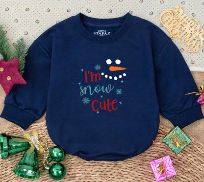 I'm Snow Cute Snowman Christmas Baby Romper Sweatshirt First Christmas Holiday Outfit Adorable Newborn Baby Shower Gift Winter