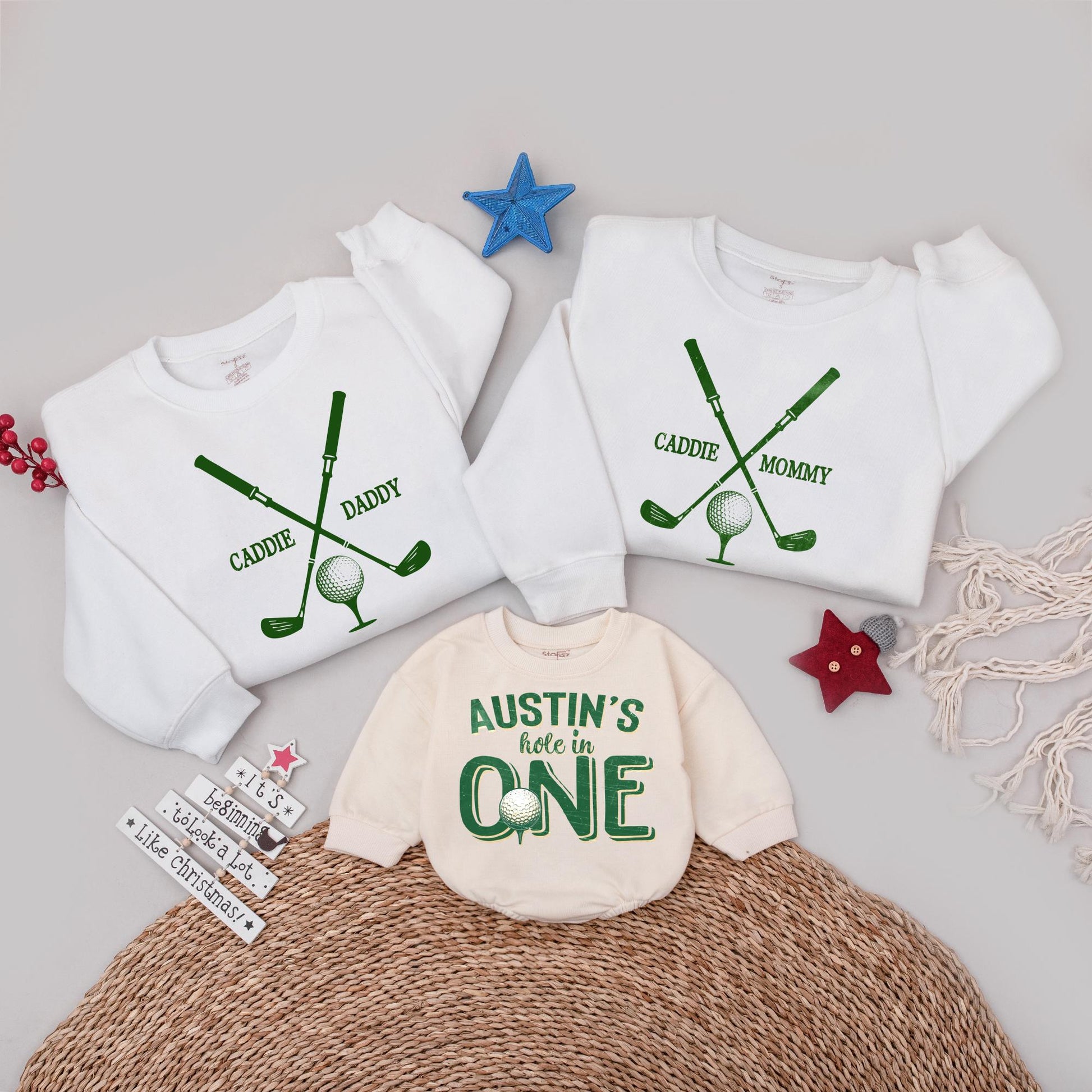 Golf Hole in One Birthday Outfit Matching Family Mommy and Me Caddie Daddy 1st Birthday