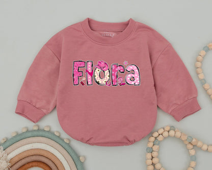 Flora Western Cowgirl 1st Birthday Romper Baby Girl Outfit Custom Name Design Western Baby Clothes