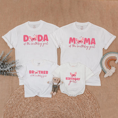 Butterfly Birthday Girl Matching Family Shirts Cute Outfit Baby Romper First Birthday Party Flutter Theme Matching Set Toddler Birthday Gift Idea