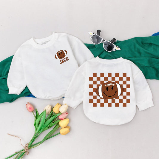 Personalized Sundays We Watch Football with Daddy Romper Custom Name Baby Game Day Outfit Daddy and Me Football Season Gift First Birthday