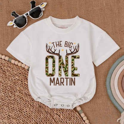 The Big One Hunting Birthday Romper Custom First Birthday Bodysuit for Your Little Hunting Buddy Perfect for Boys