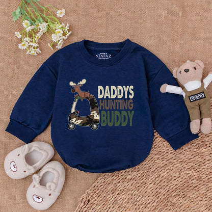 Daddy's Hunting Buddy Baby Romper Boy Bodysuit Camo Golf Cart Moose Design Baby Shower Gift Hunting Outfit