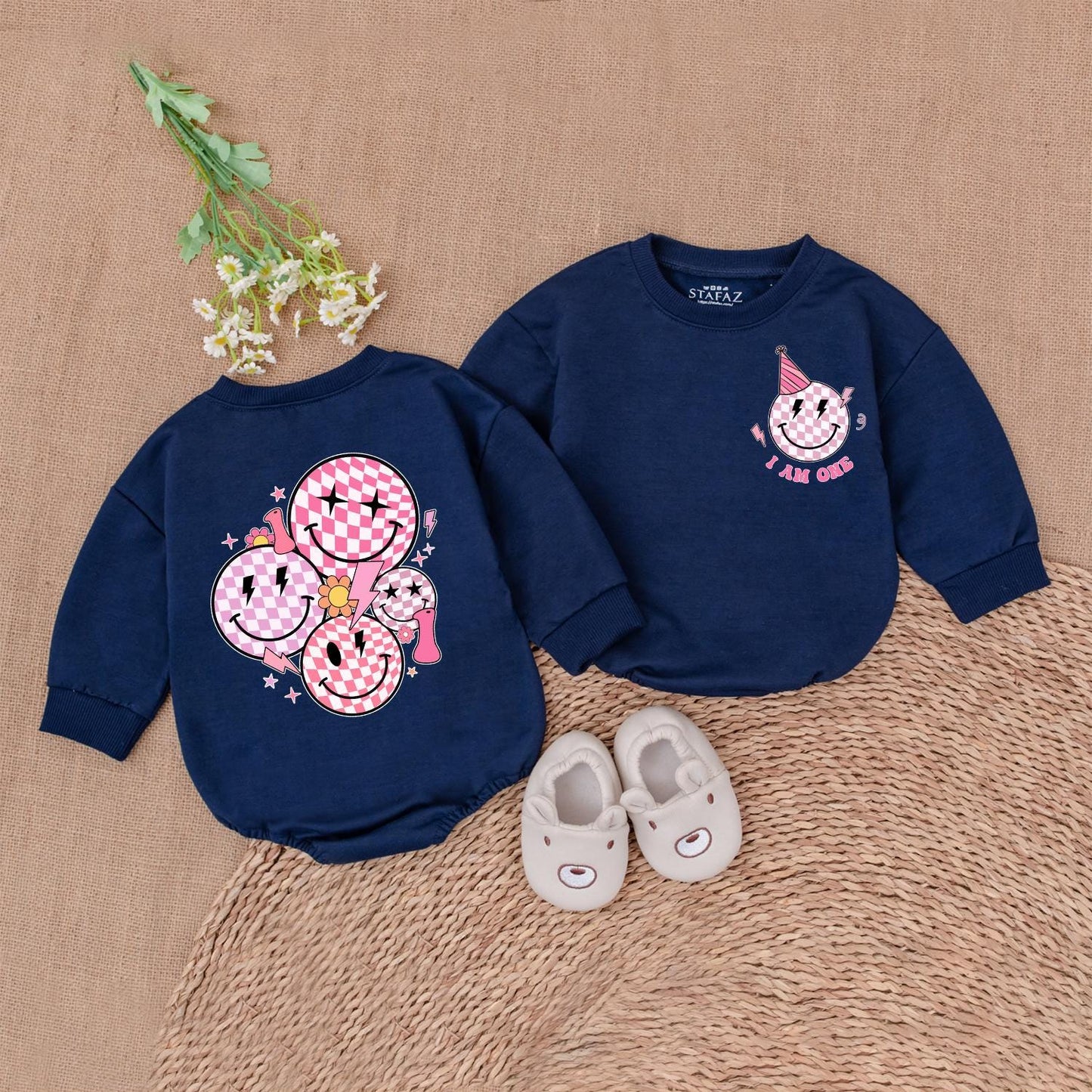 One Happy Girl Smile Face Romper First Birthday Outfit Baby Girl Clothes for a Toddler's Celebration Gift