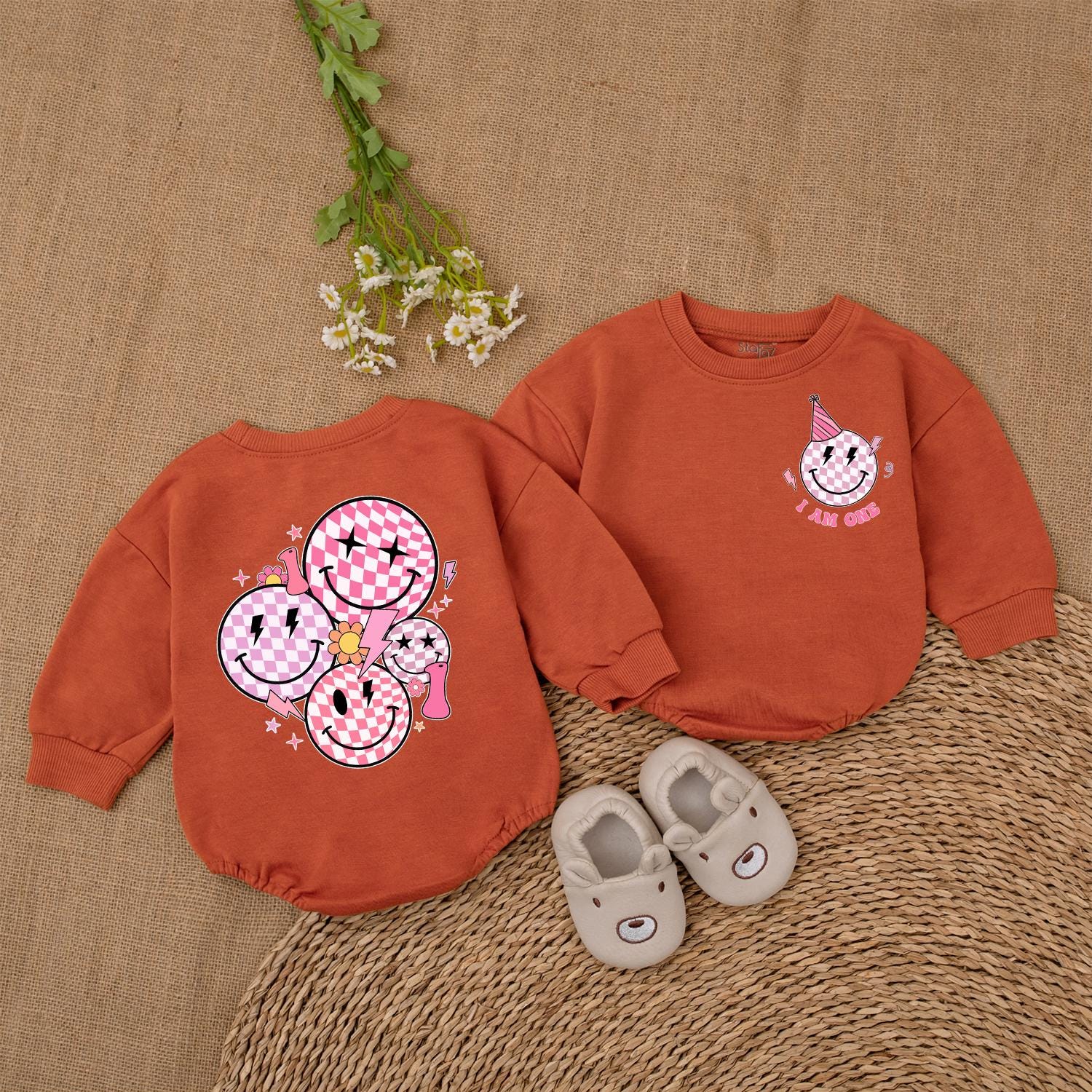 One Happy Girl Smile Face Romper First Birthday Outfit Baby Girl Clothes for a Toddler's Celebration Gift