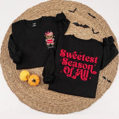 Personalized Gingerbread Sweetest Season Sweatshirt, Baby's First Christmas Cookie Crew, Cute Festive Holiday Sweater for Girls, Infant Xmas Gift 137