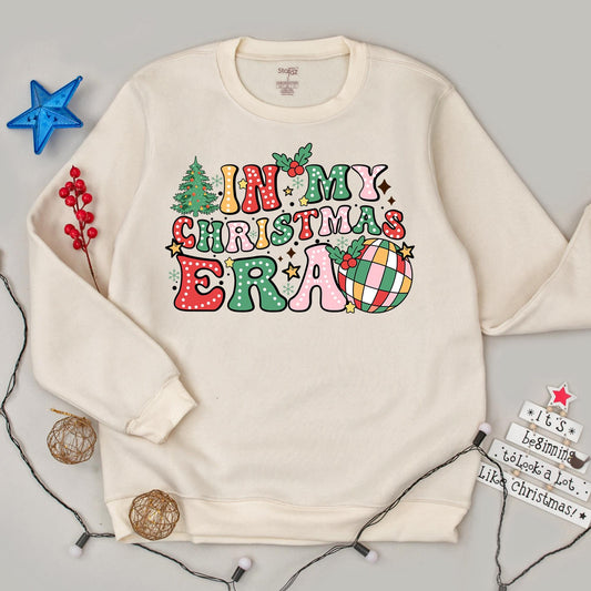 In My Christmas Era Sweatshirt: Retro Holiday Cheer, Vintage Christmas Party Outfit, Festive Colors, Fun Winter Top, Christmas Gifts for Her (135 chars)