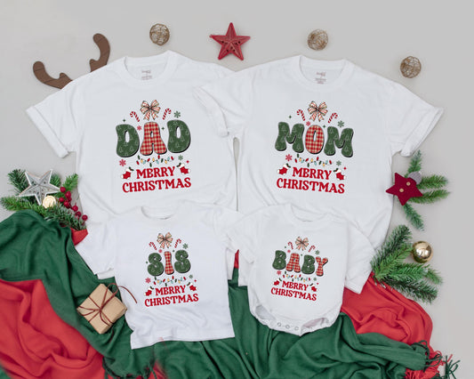 Matching Family Christmas Shirts Vintage Dad Mom Sis Baby Merry Christmas Outfits Holiday Pajamas Set Newborn Gift First Christmas Outfit 133chars
