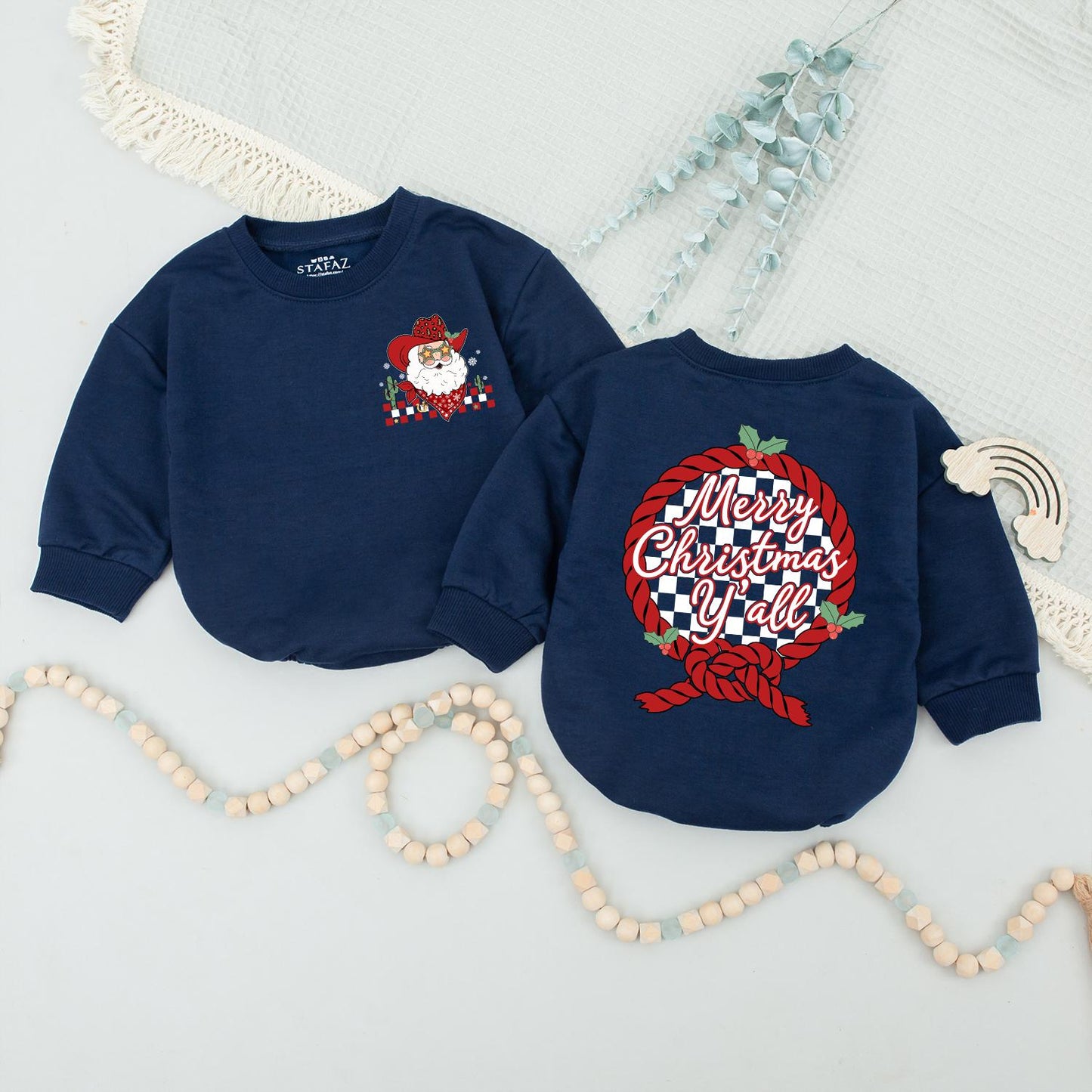 Retro Cowboy Santa Sweatshirt Merry Christmas Y'all Western Holiday Sweater Vintage Santa Gifts
