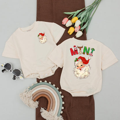 Matching Mama & Mini Christmas Shirts Retro Santa Face Family Holiday Tee Mommy and Me Outfit Red Green White Cotton Cute Xmas
