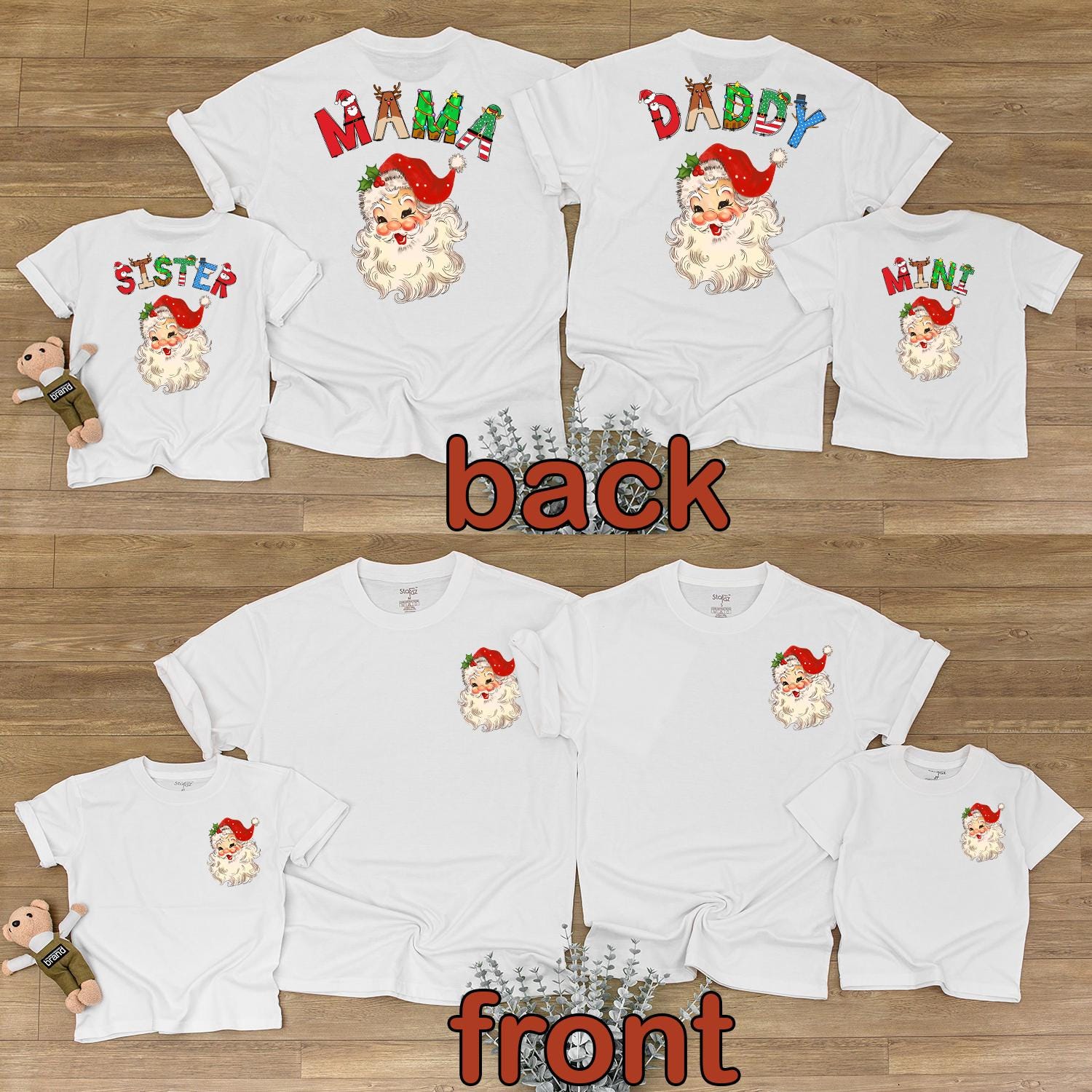 Matching Mama & Mini Christmas Shirts Retro Santa Face Family Holiday Tee Mommy and Me Outfit Red Green White Cotton Cute Xmas