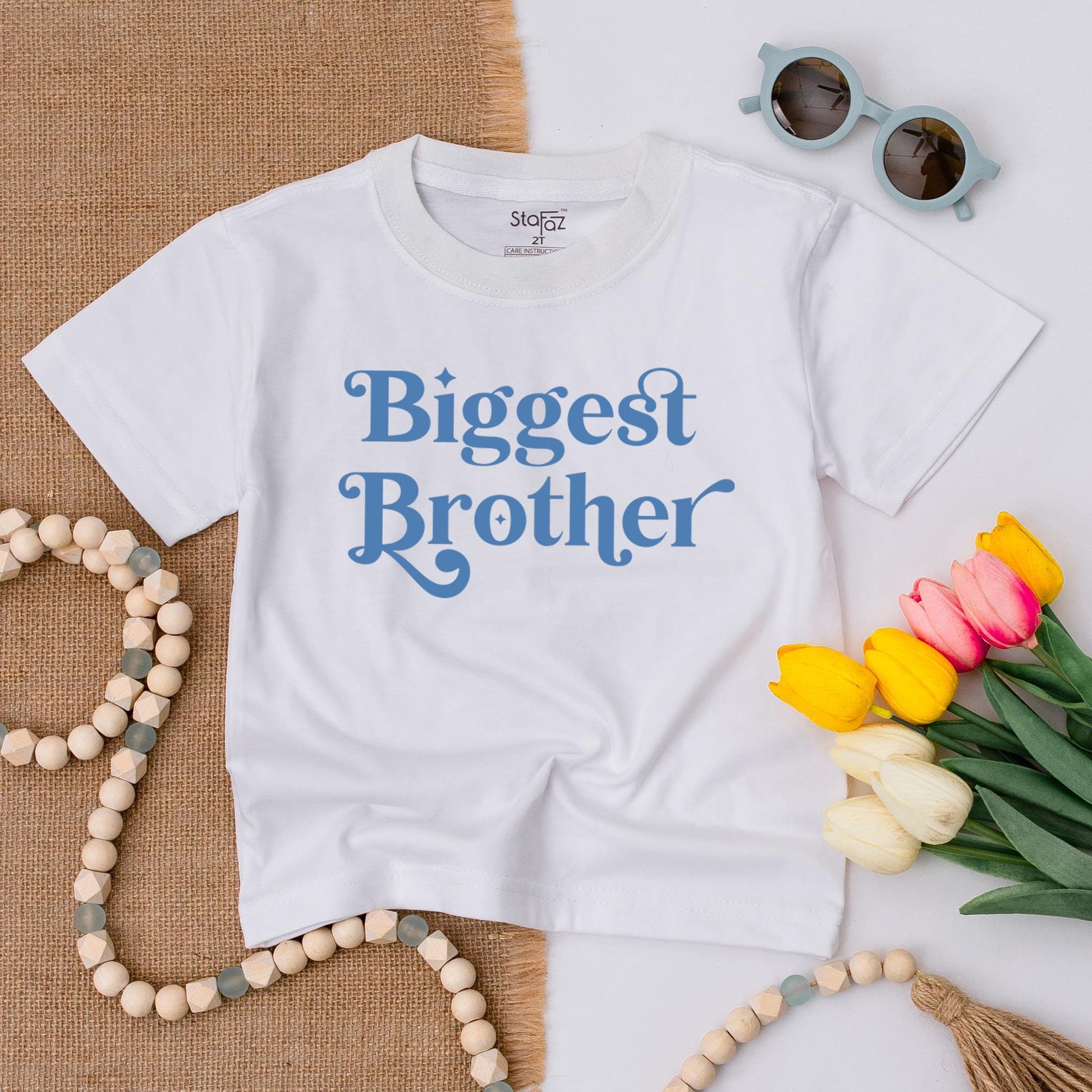 Biggest Brother Toddler Shirt Announcement Gift, Promoted to Big Bro Outfit Muted Blue Serif Design Cute Sibling Tee Swirls Baby Shower Present Idea 138