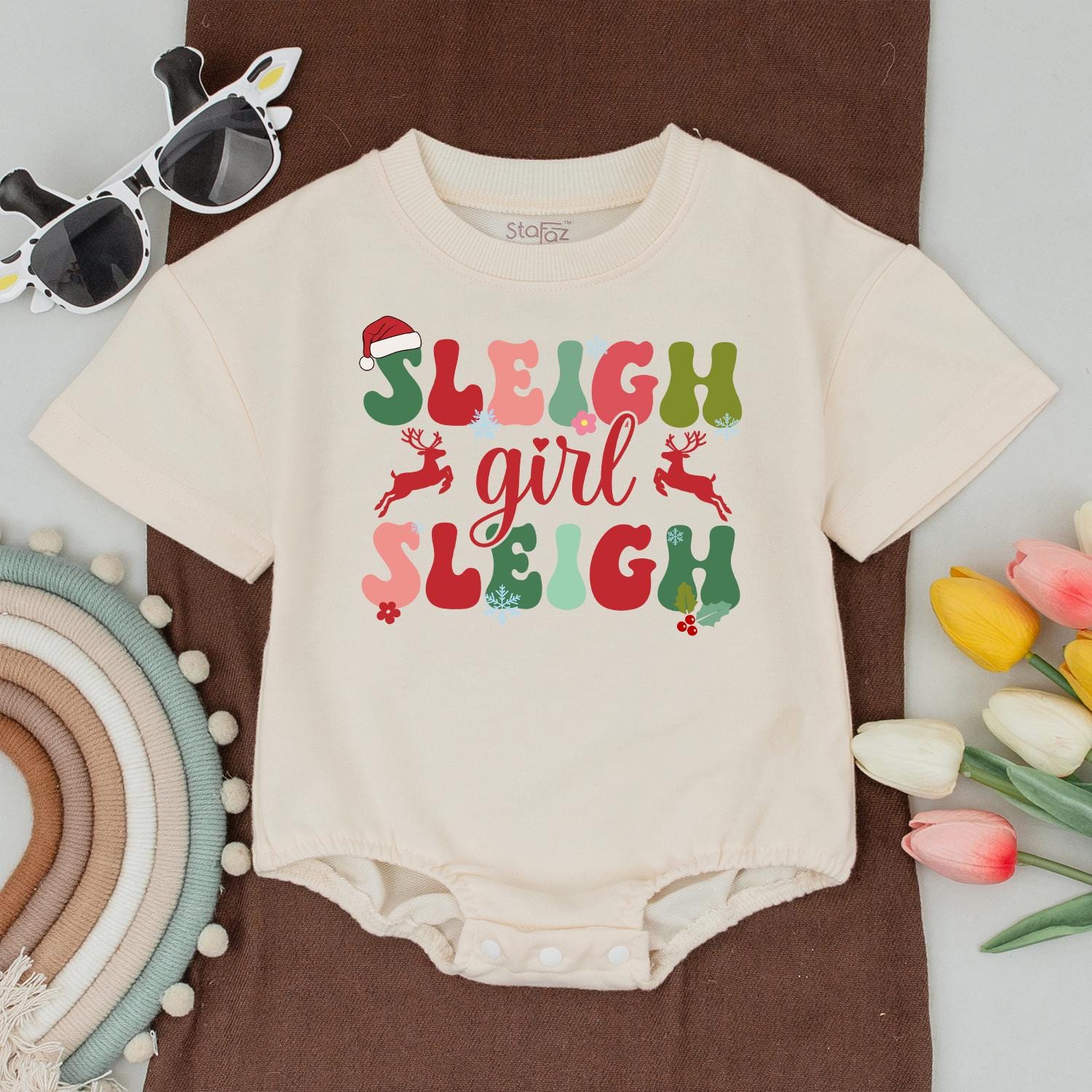 Sleigh Girl Sleigh Retro Christmas Tees Matching Family Shirts Vintage Holly Jolly Holiday Spirit Mama and Mini T-Shirts Festive Fun