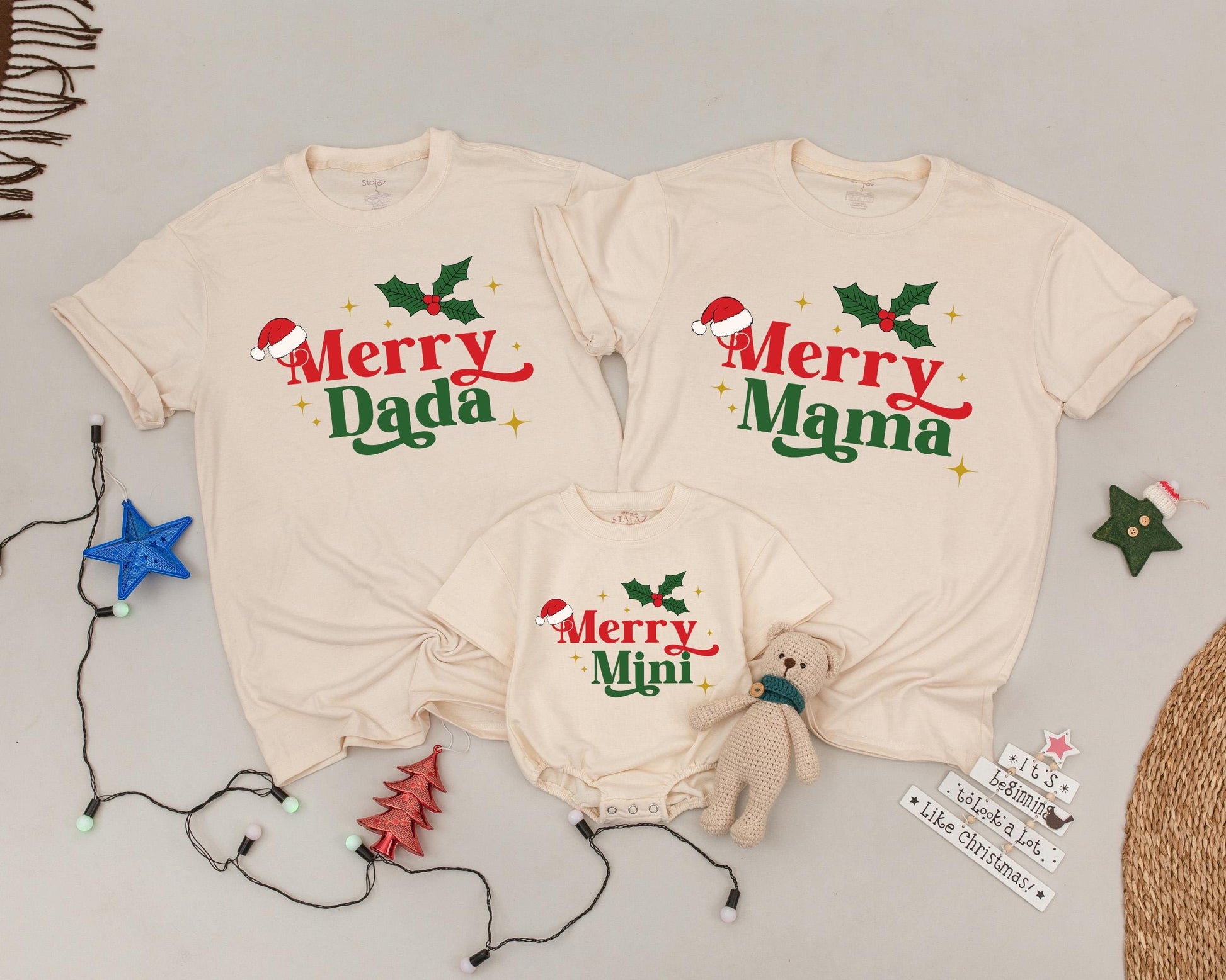 Matching Merry Christmas Family Shirts: Retro Holiday Design for Mom, Dad & Baby! First Christmas Outfit