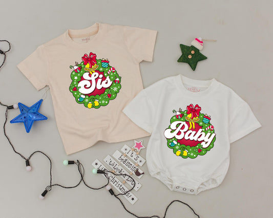 Custom Christmas Wreath Shirts for Family Matching Holiday Fun with Cocoa Bells & Gifts Cozy Festive Outfits
