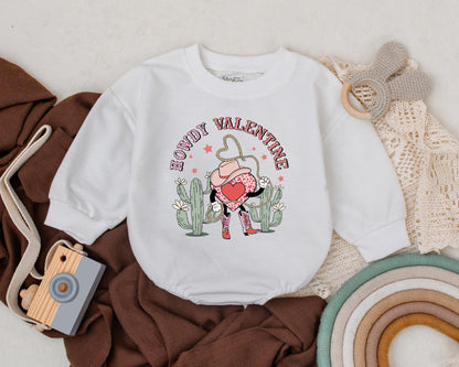 Howdy Valentine Bubble Romper for Baby Girl! First Valentine's Day Gift Newborn Infant Bodysuit, Western Heart Design, Retro Baby Shower Gift, Cute