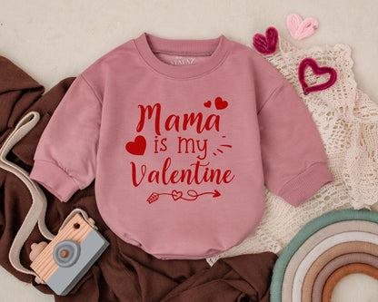 Mama is My Valentine Baby Bubble Romper Cute Red Heart Infant Outfit First Valentine's Day Clothes Baby Shower Gift Toddler