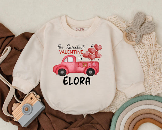 Custom Name First Valentine's Day Romper Newborn Baby Girls Boys Bodysuit Sweetest Infant Kids Outfit Baby Shower Gift Comfortable Cotton Apparel