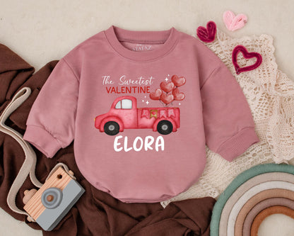 Custom Name First Valentine's Day Romper Newborn Baby Girls Boys Bodysuit Sweetest Infant Kids Outfit Baby Shower Gift Comfortable Cotton Apparel