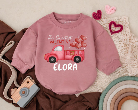 Custom Name First Valentine's Day Romper Newborn Baby Girls Boys Bodysuit Sweetest Infant Kids Outfit Baby Shower Gift Comfortable Cotton Apparel