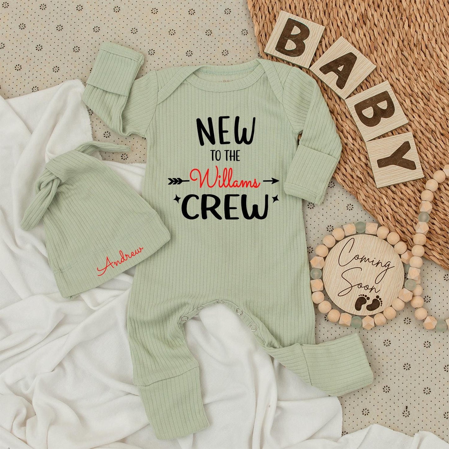 New to the Crew Baby Bodysuit: Welcome Baby Outfit, Personalized Newborn Gift for Boys & Girls, Cute Custom Baby Shower Gift