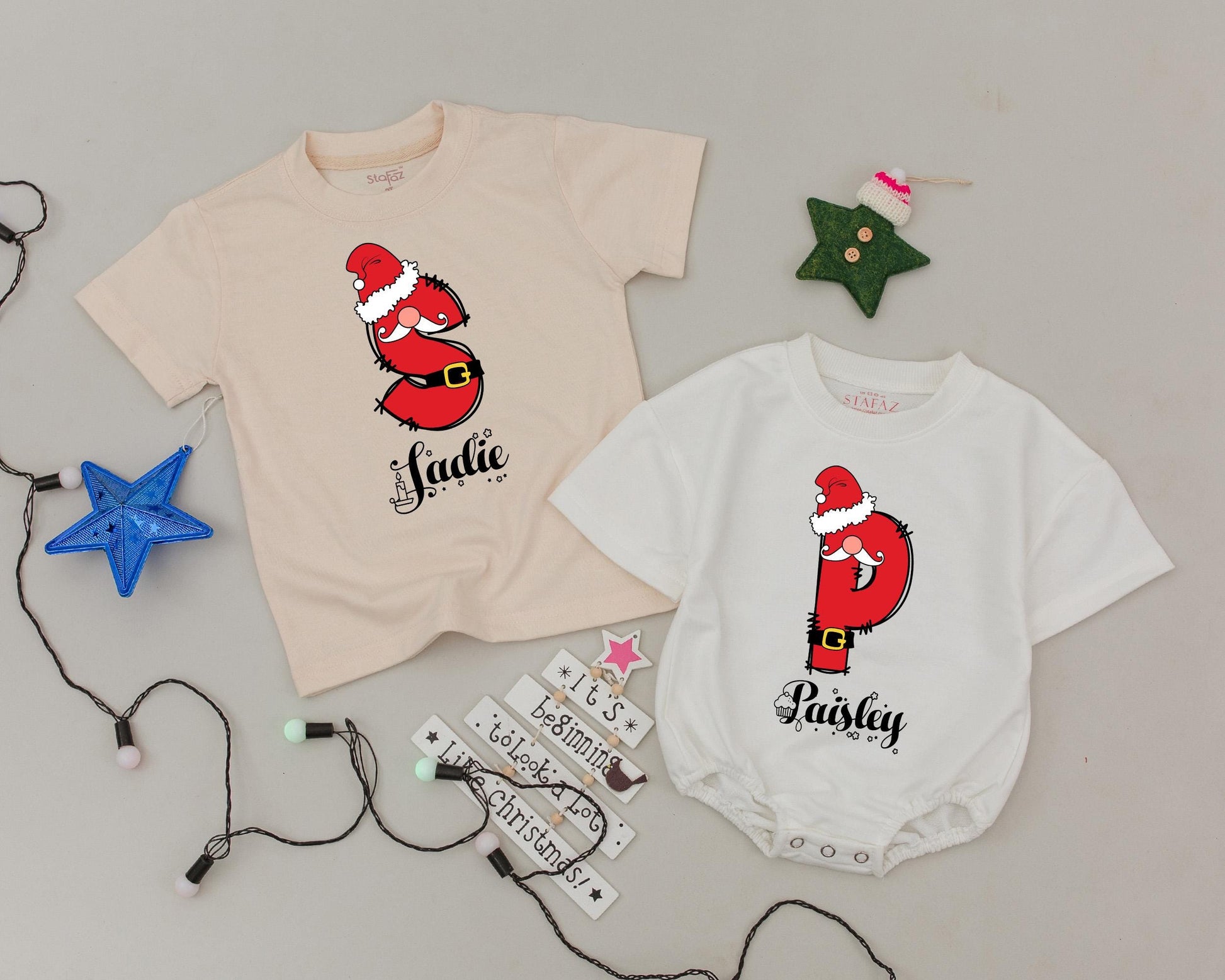 Personalized Santa Letter Christmas Crew Shirt Matching Family Outfit Red Santa Design Names Holiday Ornaments Vintage Merry Christmas