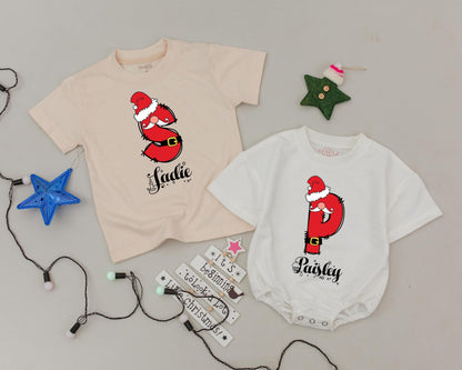 Personalized Santa Letter Christmas Crew Shirt Matching Family Outfit Red Santa Design Names Holiday Ornaments Vintage Merry Christmas