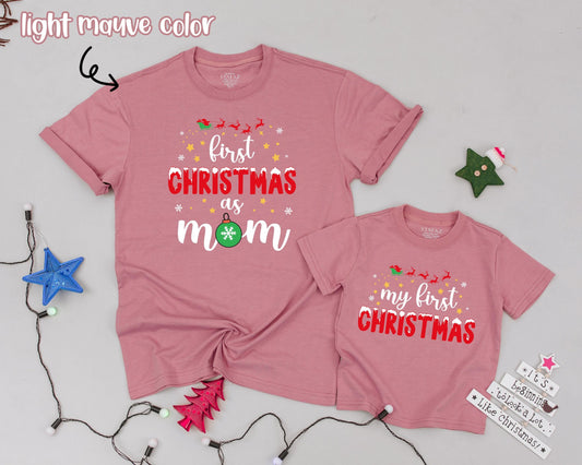 First Christmas as Dad Mom Baby Matching Shirts, Vintage Family Outfits, My 1st Christmas, Sleigh Reindeer Newborn Outfit, Holiday Celebration (136 chars)