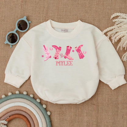 My First Rodeo Bubble Romper Adorable Western Cowgirl Pink Boot Design 1st Birthday Outfit Baby Girl Newborn Gift