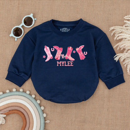 My First Rodeo Bubble Romper Adorable Western Cowgirl Pink Boot Design 1st Birthday Outfit Baby Girl Newborn Gift